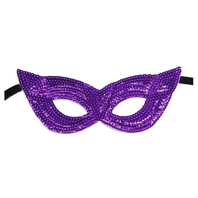 Máscara de mascarada de Mardi Gras, disfraces de cosplay, máscara de fiesta de lentejuelas, máscara de media cubierta para los ojos Violeta