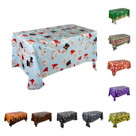 

D-GROEE Christmas Halloween Party Tablecloth - Plastic Rectangular Table Covers - Halloween Party Decoration Supplies for Haunted House