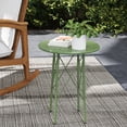 thumbnail image 2 of Outsunny Round Garden Table with Floral Cut-Out, Steel Balcony Side Table, 2 of 10
