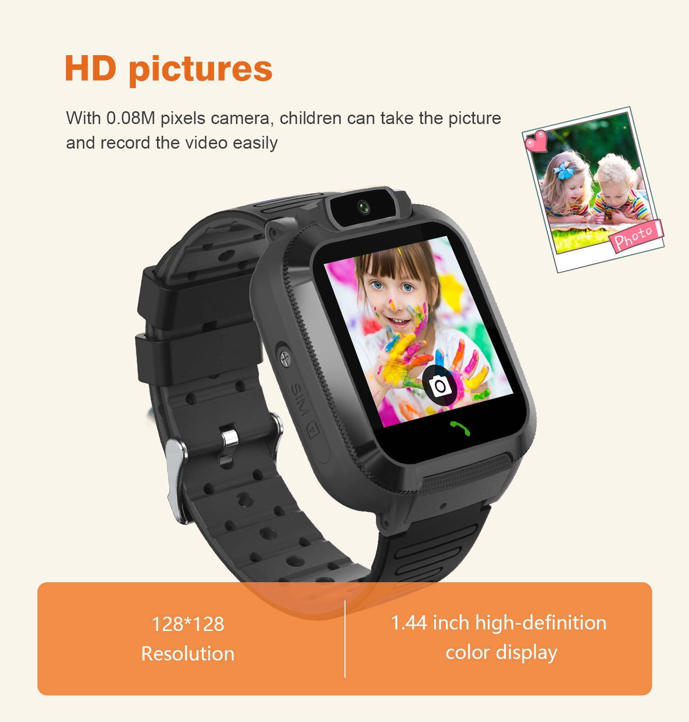 Arcticice Smart Watch for Call and Text, with SOS Calling Touch Screen IP67 Waterproof Clock Camera Games Watch