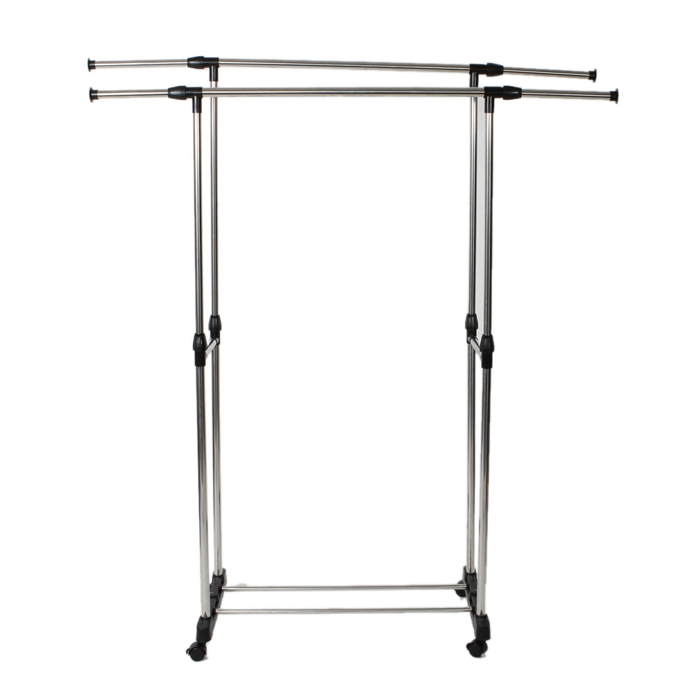 Veryke Rolling Garment Rack, DualBar Clothes Rack with Shoe Shelf