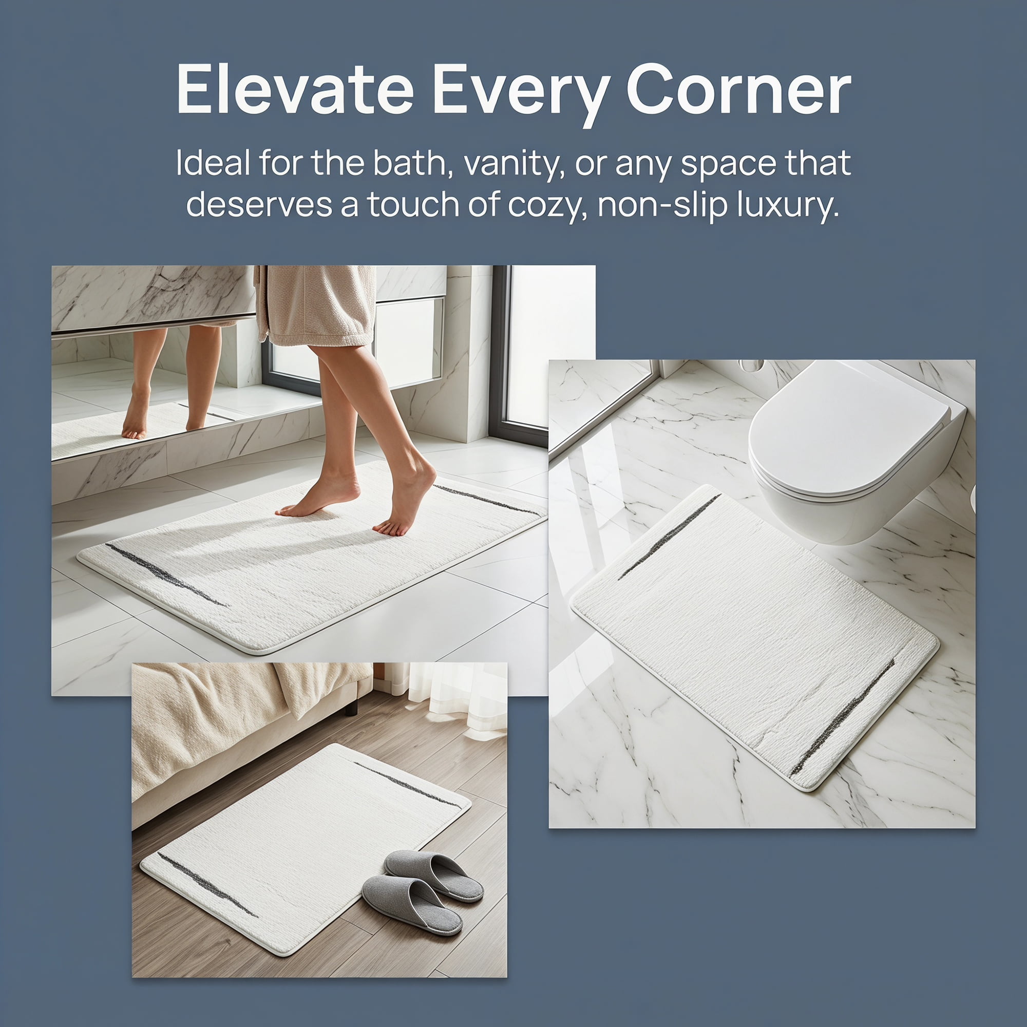 Unique Bargains Luxury Soft Shaggy Absorbent Microfiber Bath Mat White 32" x 20"