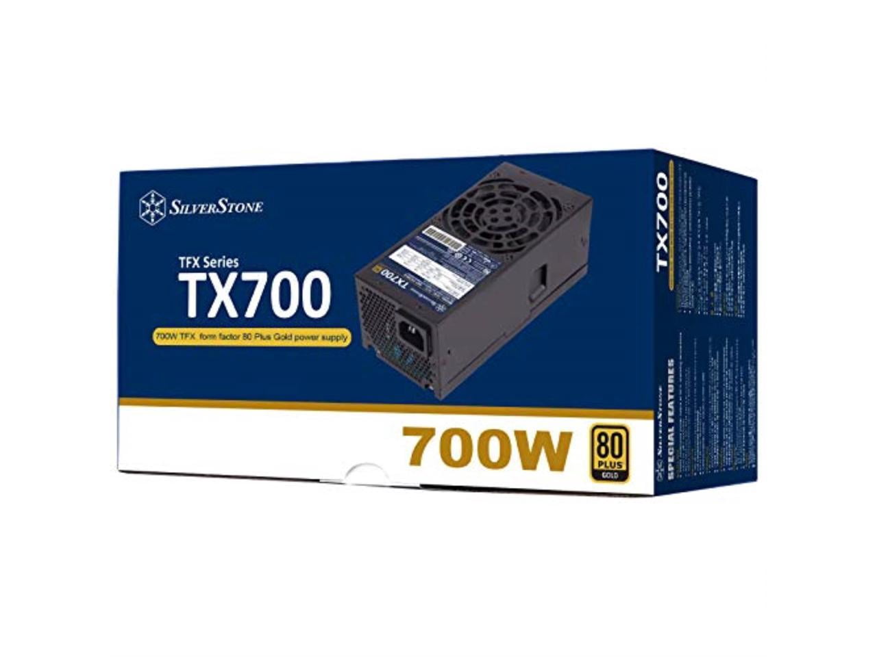 700W, TFX form factor, single +12V rails with 58.3A output, Silent 80mm Fan with 18~36dBA, efficiency 80Plus GOLD certification, fixed cable,4x 6+2pin PCI-E.