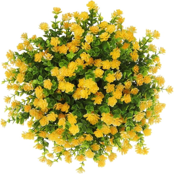 4 Bundles Artifical Spring Flower Outdoor Fake Plant Decor UV Resistant Faux Plastic Plants Hanging Plante Halloween Flower for Home Garden Porch Thanksgiving Christmas Decorations