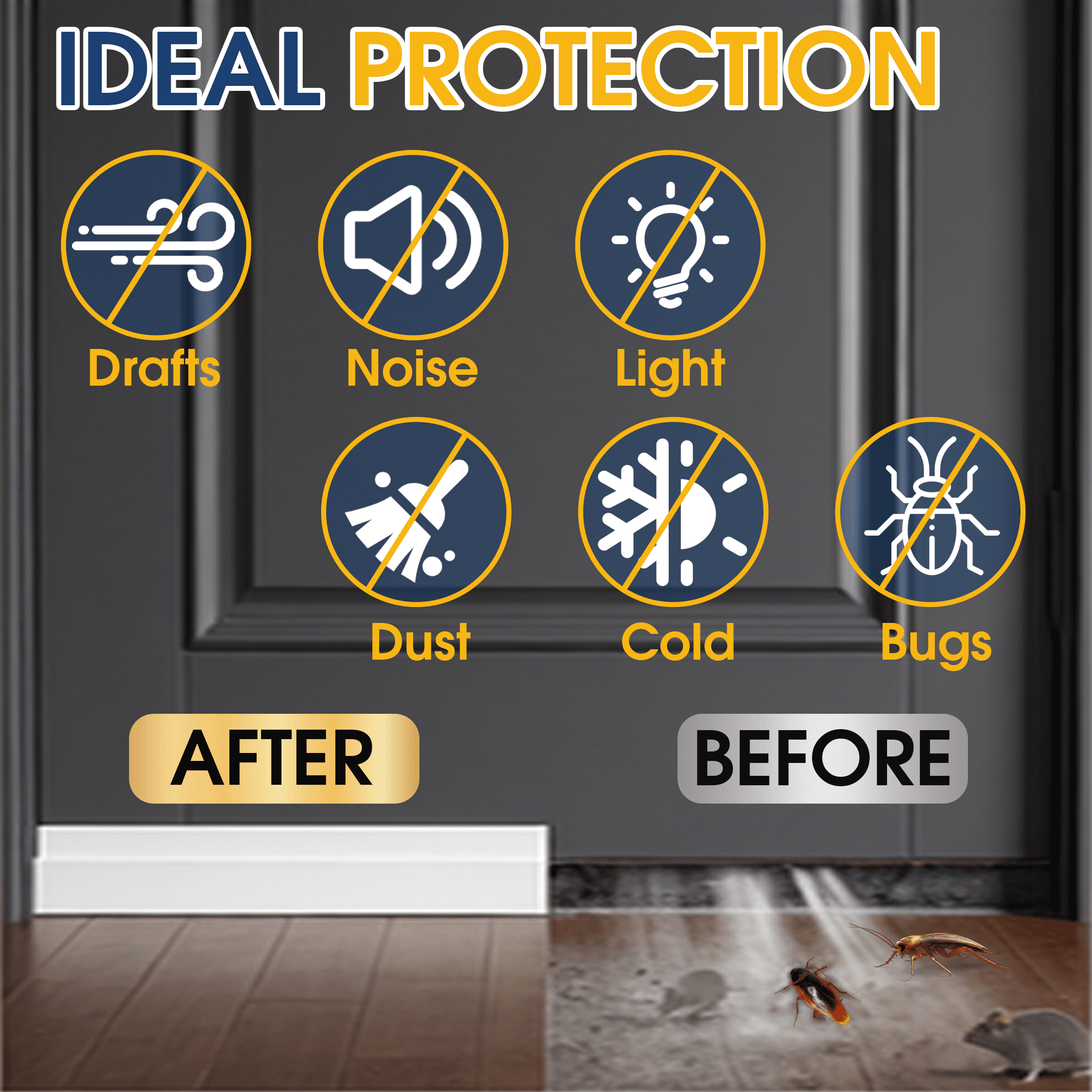 Door Draft Stopper, Under Door Seal Weather Stripping, Noise Reduction & Cold Air Blocking Weather Stripping, No Drilling Installation, 1.88 in x 39.4 in