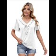 thumbnail image 3 of Blusas y Túnicas Informales de Corta con Cuello en V para Mujer, Grandes XL, 3 of 9