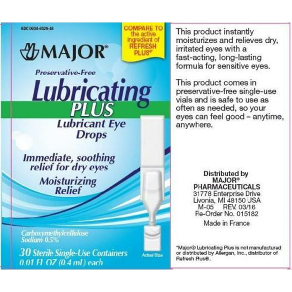 Major Lubricating Plus Lubricant Eye Drops, 0.4 mL, 30 Count Walmart