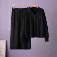 thumbnail image 2 of Enjoytime Womens 2 Piece Outfits Collared V Neck Long Sleeve Tops Midi Skirt Matching Sets Fall Fashion Casual Travel Outfit, 2 of 6