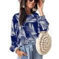 thumbnail image 1 of Uhndy Women's Plus Size Loose Long Sleeve Hawaiian Blouse Casual Boho Shirts Blue 5XL, 1 of 1