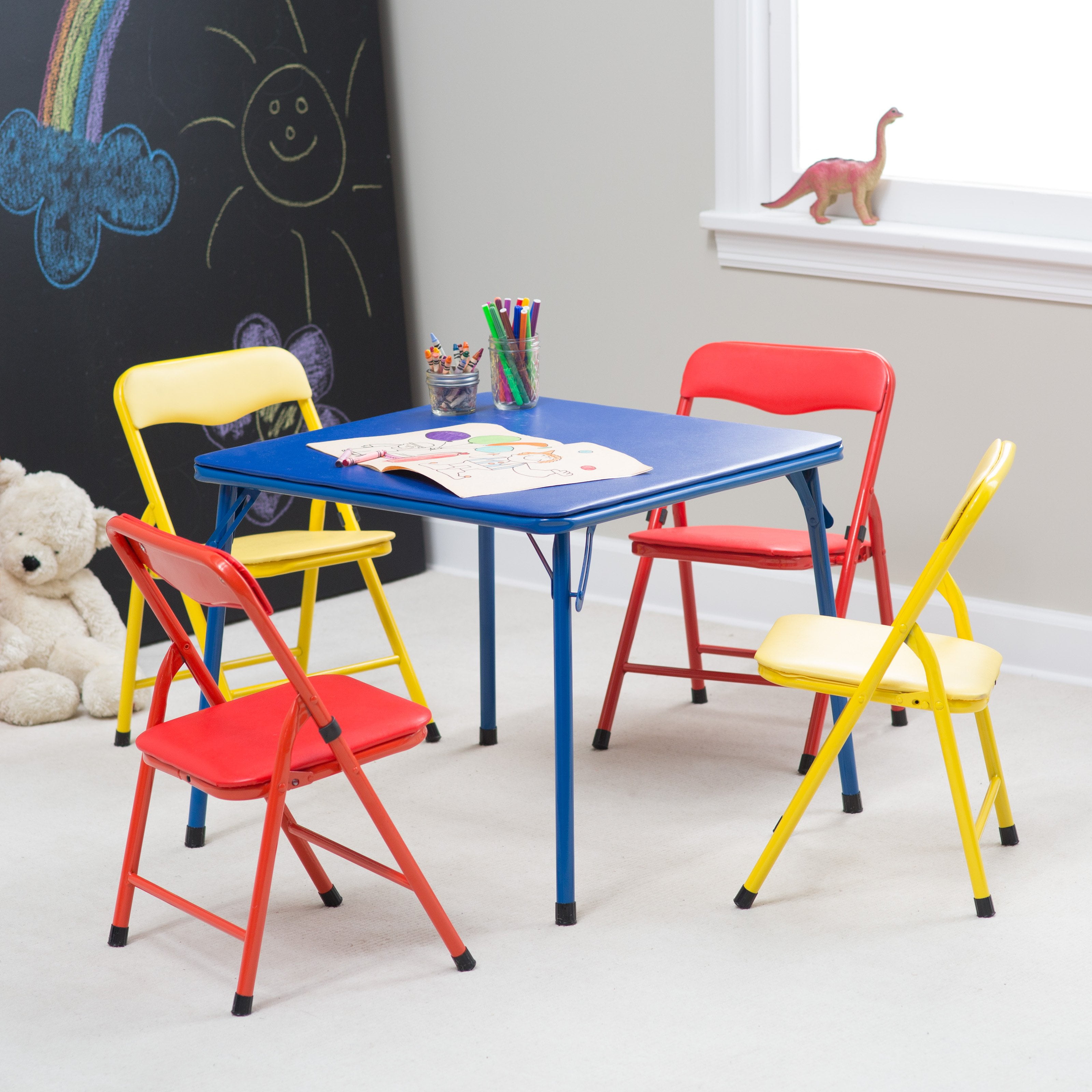 Showtime Childrens Folding Table and Chair Set - Multi-Color - Walmart.com