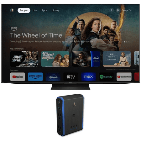 SHARP 4T-C75FV1U 75 Inch Class AQUOS XLED 4K Ultra HD Mini LED Google TV with Austere 5S-PS4-US1 4-Outlet Power with Omniport USB (2024)