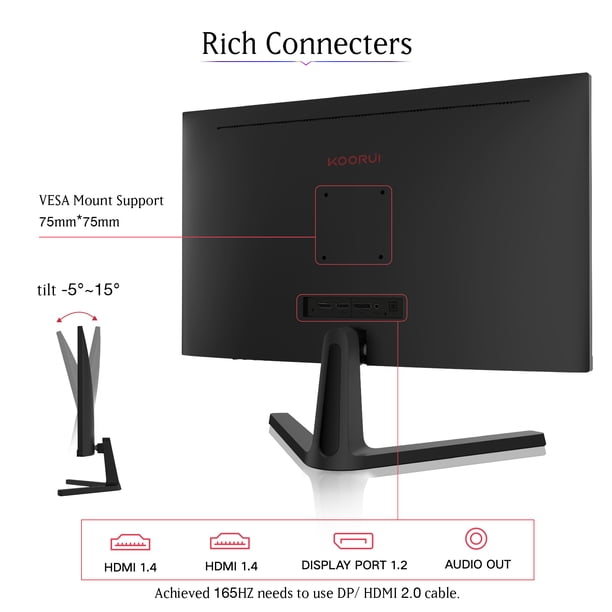 KOORUI 24 inch High-Performance 165Hz/144Hz 1ms(MPRT) 100% sRGB