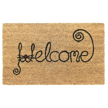 Rugsmith Black Machine Tufted Welcome Cat Face Doormat, 18" x 30"