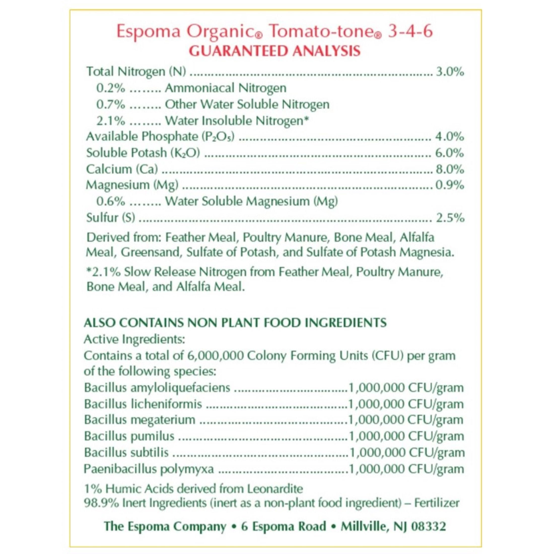 Espoma Organic Tomato-Tone Vegetable Food, 3-4-6 Fertilizer, 8 lb.