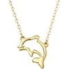 14kt Yellow Gold Silhouette Dolphin Pendant, 17" Necklace