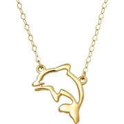 14kt Yellow Gold Silhouette Dolphin Pendant, 17" Necklace