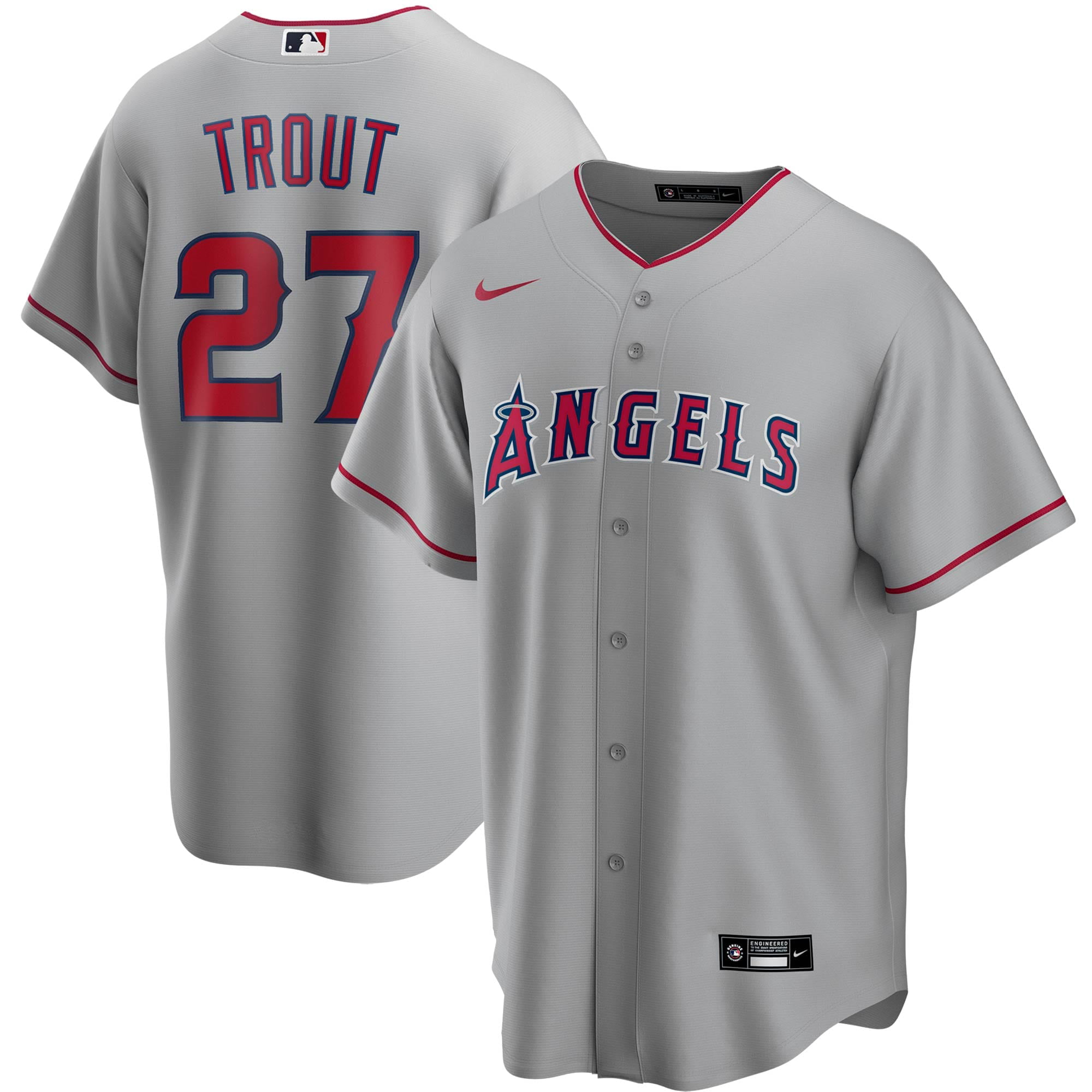Mike Trout Los Angeles Angels #27 Red Youth Name and Number Jersey T-Shirt 
