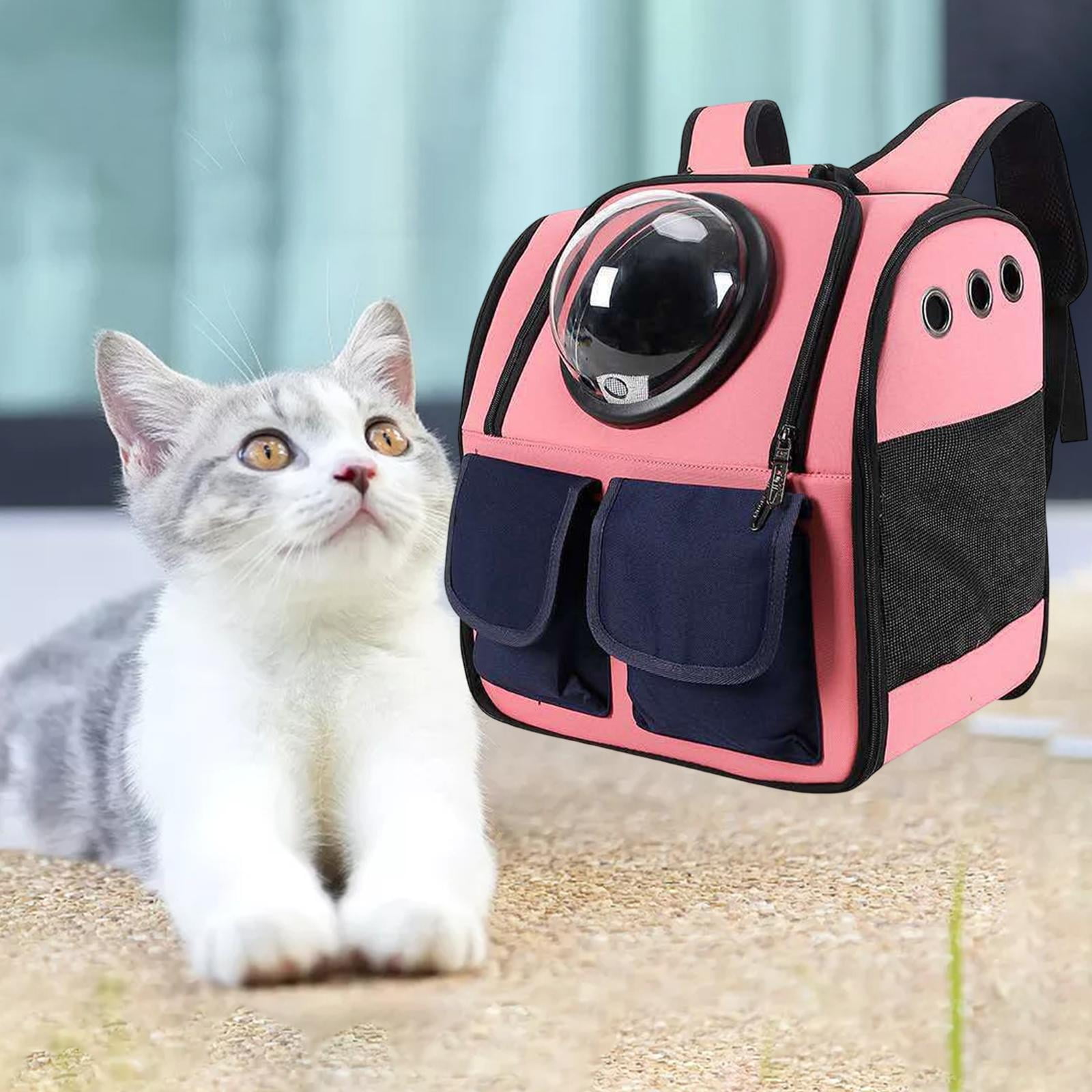 Bvdfgk Pet Carrier Backpack Dog Backpack Mesh Breathable Backpack Cat Dog Carrier Space Pink