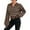 Brown, variant on Timegard Womens Sweaters Cropped Pullover Tops Lapel V Neck Striped Long Sleeve Shirt Fall Fashion
