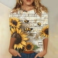thumbnail image 2 of CYMMPU Spring Tops Round Neck Bee Pattern Fall Fashion Shirts T-Shirts 3/4 Sleeve Blouses for Women Dressy Casual Loose Fit Lightweight Basic T-Shirts Yellow XXXXL, 2 of 5