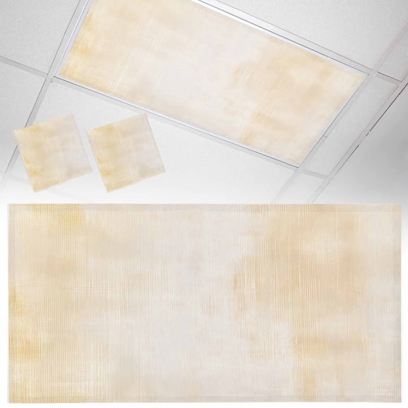 2 Pack Collage Theme Fluorescent Light Covers for Ceiling Lights Retro Off White Oil Painting Texture Magnetic Ceiling Light Covers Overhead Light Filters for Office Classroom Home