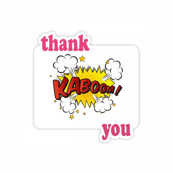 Boom Exclamation Dialog Art Deco Fashion Thank You Stickers Quote Grateful