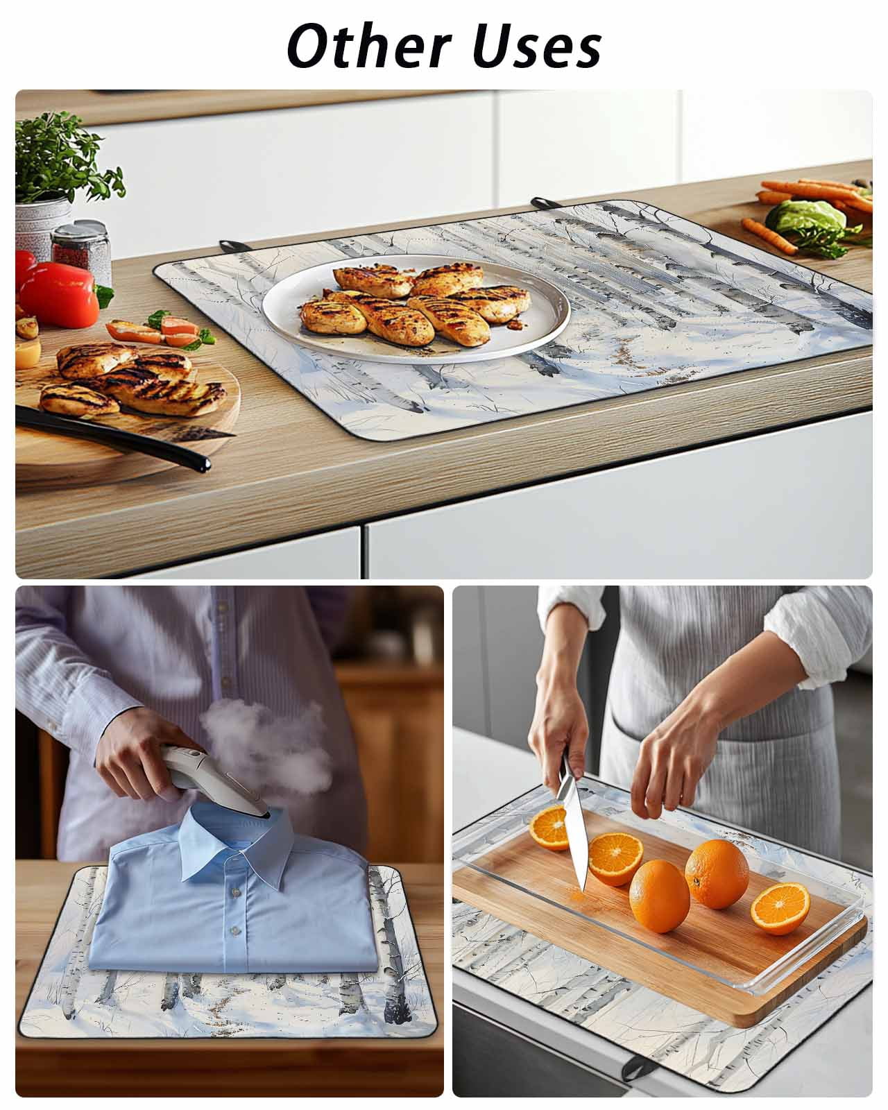 Stove Top Covers for Electric Stove, Christmas Tree Glass Stovetop Cover Protector, White Winter Xmas Snowflake Induction Cooktop Protector Oven Mat for Kitchen Countertop 24"x21"