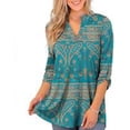 thumbnail image 2 of Camisa estampada para mujer, suelta, manga 3/4, cuello en V, túnica, blusa, blusa informal sidaley AP000120-16B, 2 of 4