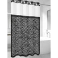 thumbnail image 2 of No Hook Shower Curtain with Snap-in Liner, Black Flowers Waterproof Fabric Bathroom Curtains, Spring Floral Farmhouse Retro Art Bath Curtains & Mesh Top Window Narrow 36"x78", 2 of 9