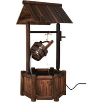 S AFSTAR Wishing Well Water Fountain, Rustic Wood Outdoor Waterfall Fountain with UL Certificated, Garden Wishing Well, Electric Pump Wishing Wells for Outdoor Yard Garden Backyard Decoration