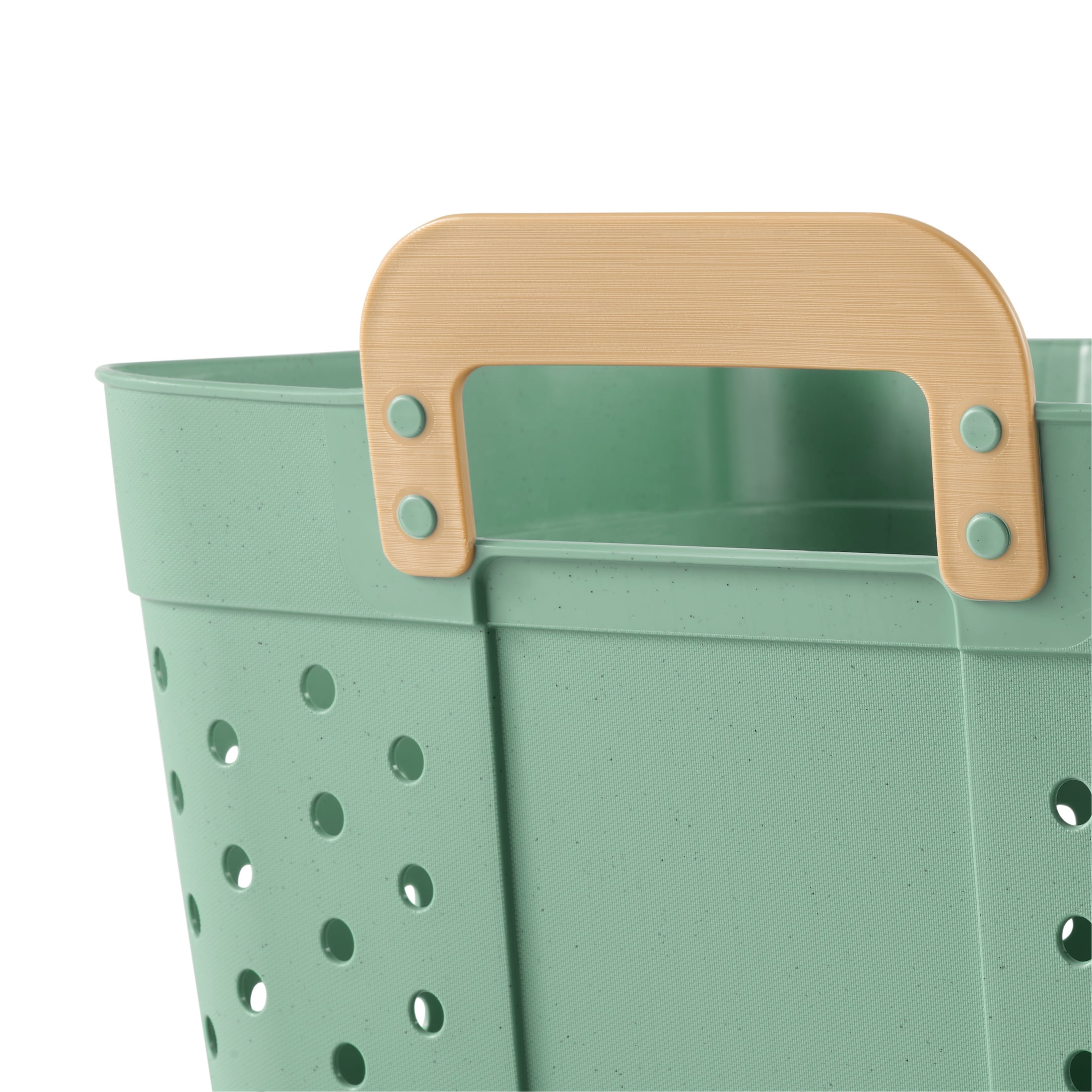 (2 pack) Mainstays Plastic Laundry Hamper, Large Square, Flexible & Breathable, Carrying Handles, Sage Green