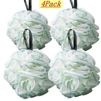 Bxaolu Bath Loofah Sponge, 4 Pack Black 50G Shower Mesh Ball Soft Pouf Body Scrubber, Exfoliate, Cleanse, Soothe Skin, Body Wash Sponge, Blue