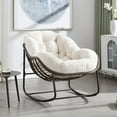 thumbnail image 3 of Miekor Furniture Outdoor Rattan Rocking Chair,Padded Cushion Rocker Recliner Chair Outdoor for Front Porch, Living Room, Patio, Garden, White 14018, 3 of 10