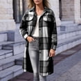 thumbnail image 5 of Annhoo Womens Long Trench Coat Single Breasted Checkered Long Sleeve Lapel Overcoat Fall Winter outerwear Jackets, 5 of 7