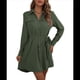thumbnail image 3 of Vestido Camisero de Larga con Botones para Mujer, Informal, Holgado, con Cintura Ajustable y de . Verde XL, 3 of 10