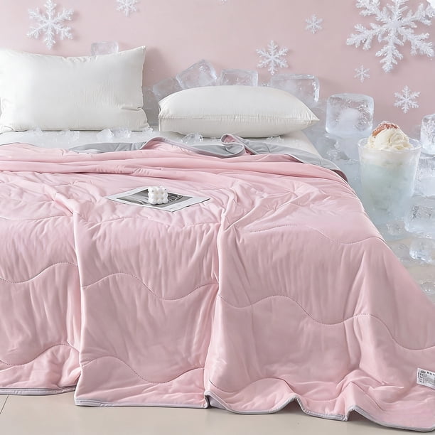 Solid Color Wavy Comforter Cool Touch Air Conditioning Quilt Soft Breathable Summer Blanket For Bedroom