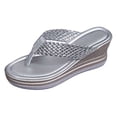 thumbnail image 5 of Flip Flops for Women Platform Wedge Thong Sandals Summer Beach Vacation Dress Shoes Flatform Walking Shoes Silver Size 9.5, 5 of 5