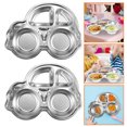 thumbnail image 4 of 2 Pcs Plateau de Dîner Divisé en Acier Inoxydable pour Cantine Scolaire Assiette Divisée pour Enfants, 4 of 7
