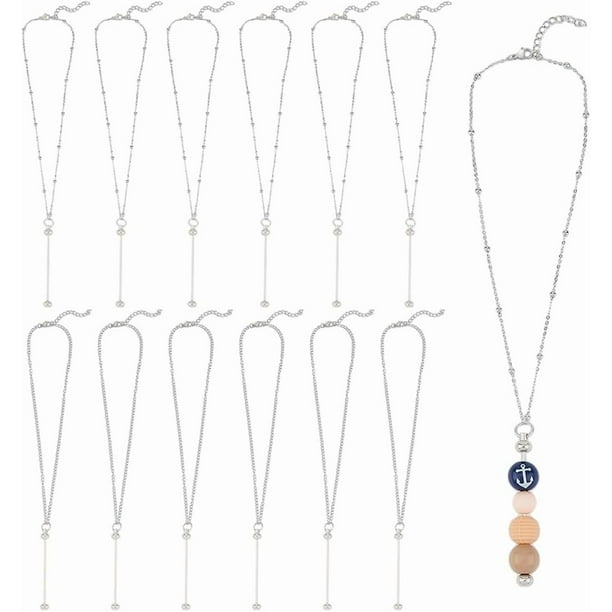 12 piezas de colgantes de barra en 2 estilos para hacer collares con cuentas, cadenas de acero inoxidable de 47 cm (18,5 pulgadas), accesorios para la creación de collares con cuentas de platino