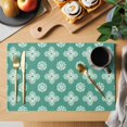 thumbnail image 2 of Teal Green Floral Placemats Set of 12, Spring Flowers Modern Abstract Art Farmhouse Placemats for Dining Table, Place Mats for Kitchen Tabletop, Waterproof Wipeable Dining Table Mats Set, 2 of 9