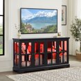 thumbnail image 3 of S-HOME LED Curio Cabinet Featuring Glass Doors and Adjustable Shelves in Drak Oak for Home or Office Collectibles，Black, 3 of 16