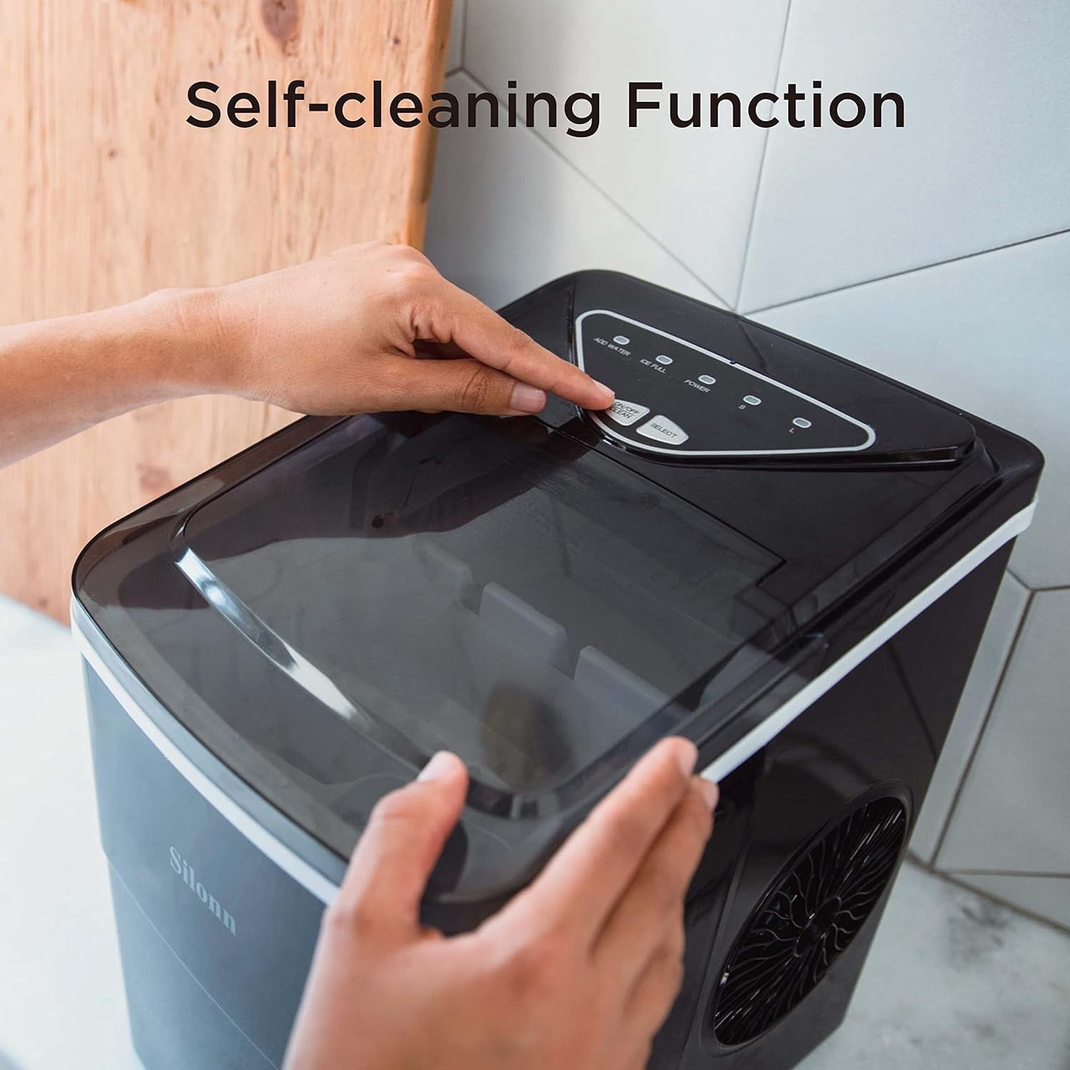 Countertop Ice Maker with Expanding Ice Basket, 9 Cubes in 6 Mins, 2.5L Ice Basket, Self-Cleaning Ice Maker with LED Touch Control, 2 Bullet Ice Sizes for Home, Kitchen, Office