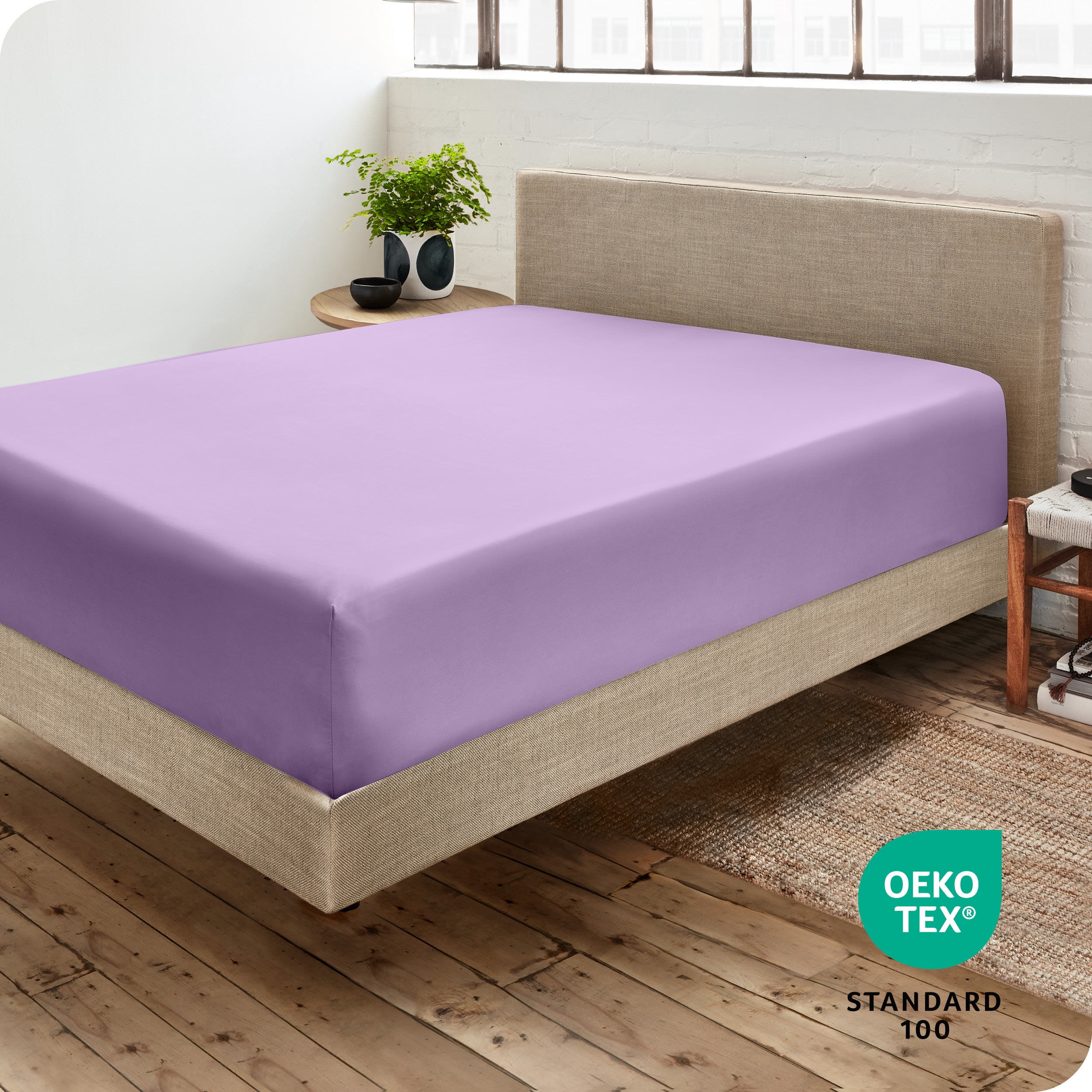 Bare Home Luxury 1800 Collection Fitted Sheet, Ultra-Soft, Deep Pocket, King, Lavender
