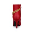thumbnail image 2 of BLISSFUL STEP Women's Chain Pointy Toe Side Zipper Stiletto Heel Ankle Boots Red 9, 2 of 7