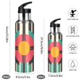 thumbnail image 2 of Yayeee 33oz Double Wall Stainless Steel Water Bottle with Flip Straw, Geometric Circle, 2 of 7