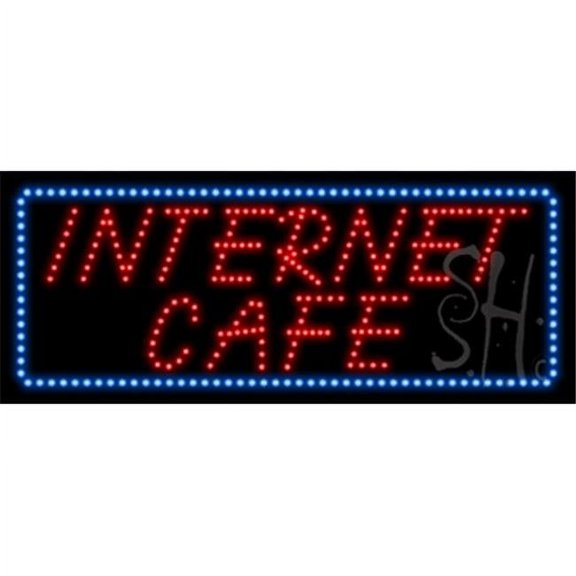 Internet Cafe Animated LED Sign, 13 x 32 x 1 in.