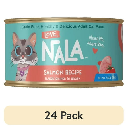 (24 pack) Love, Nala Flaked Salmon Recipe in Broth Adult Wet Cat Food