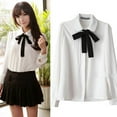 thumbnail image 3 of Camisas para mujer, estilo informal, de manga larga, con cuello, para oficina, negocios, trabajo, blusa, camisa Oxford elástica de manga larga con botones para mujer., 3 of 8