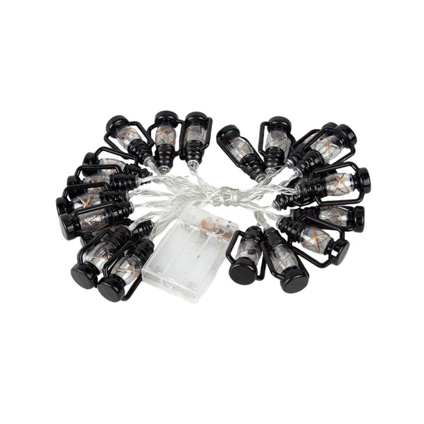 FELTECHELECTR Guirnalda de luces LED retro de queroseno de 2 m y 20 lámparas, decorativa para festivales navideños, sin batería (negra)