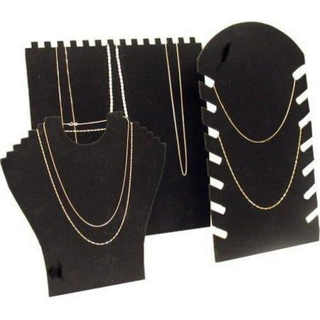 Sports Strand Necklace - 3 Black Necklace Chain Easel Display Stands Showcase